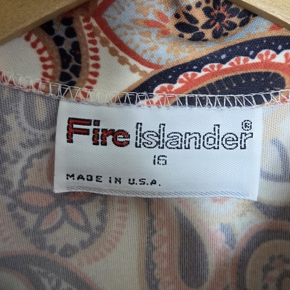 Vintage Fire Islander | Orange Cream Paisley Tie Neck Long Sleeve Blouse - Picture 4 of 6
